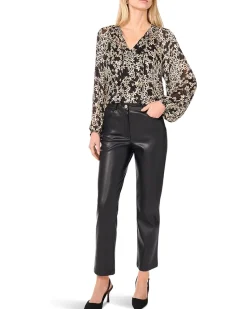 Tie Neck Shirring Long Sleeve