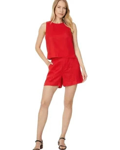 Tie-Back Scoopneck Top in Striped 100% Linen