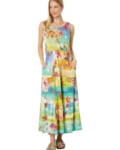 Tie-Dye Sleeveless Tiered Dress