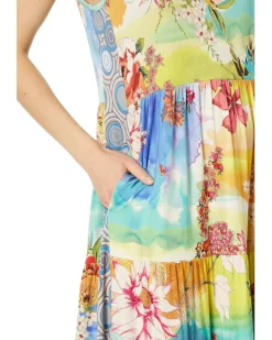 Tie-Dye Sleeveless Tiered Dress