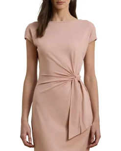 Tie-Front Jersey Boatneck Midi Dress
