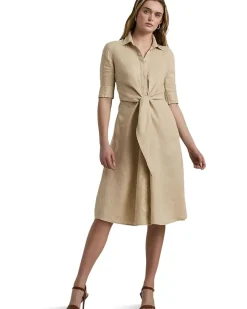 Tie-Front Linen Shirtdress