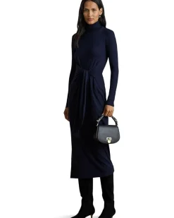 Tie-Front Turtleneck Dress