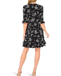 Tiered Ruffle 3/4 Sleeve Shift Dress