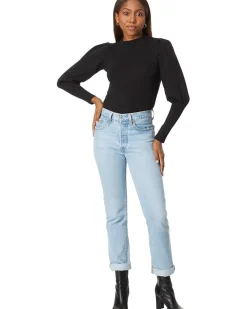 Turtleneck with Shirred Sleeve Detail