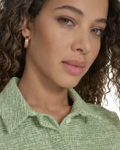 Tweed Short Sleeve Collared Dress