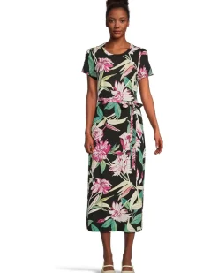 Twilight Bloom Short Sleeve Midi Dress