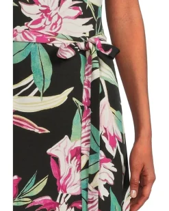 Twilight Bloom Short Sleeve Midi Dress