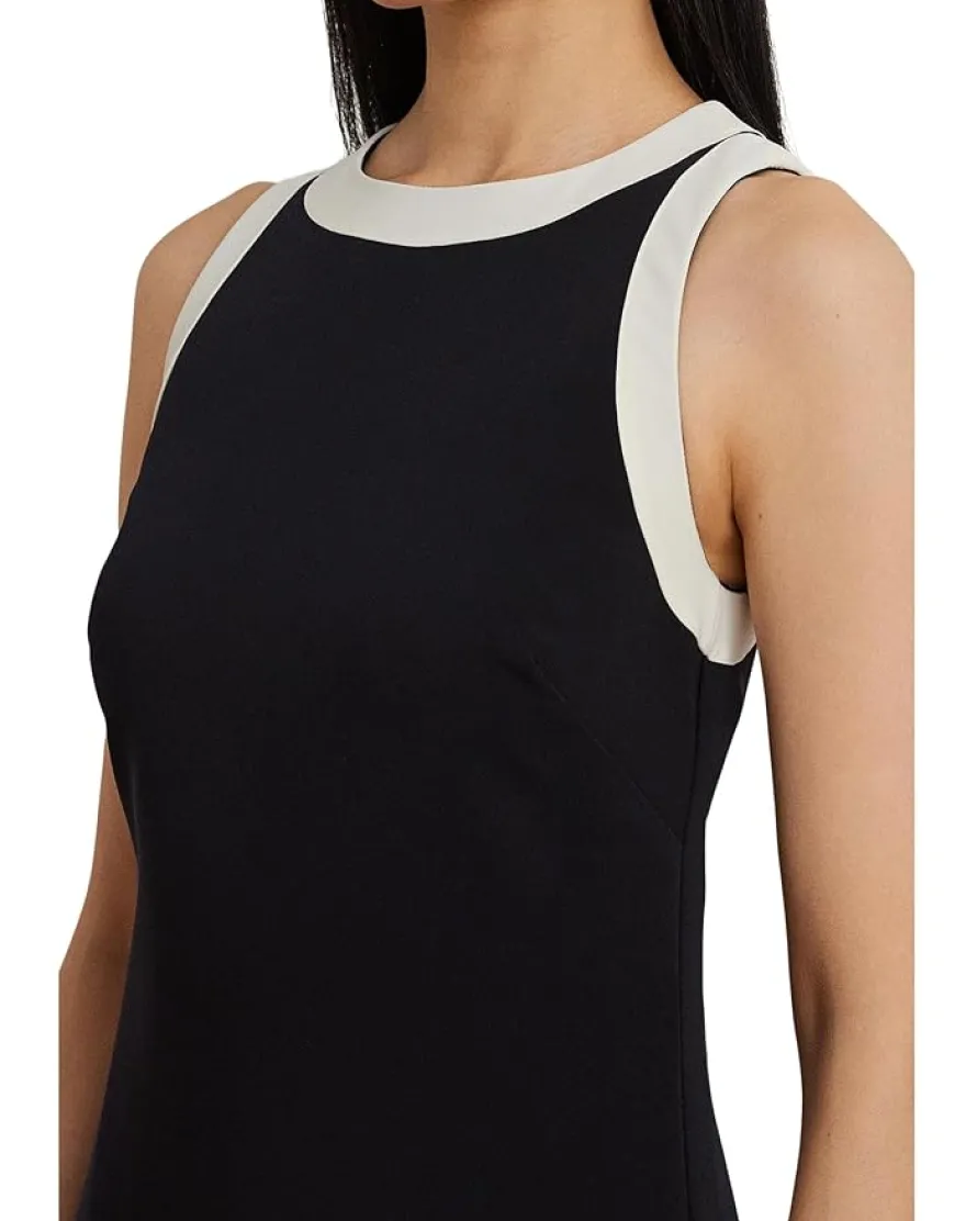 Two Tone Crepe Sleeveless Shift Dress