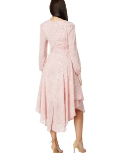 V Neck Tie Waist Maxi Dress- L