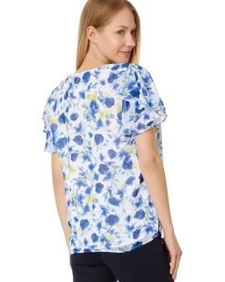 V Neck Tulip Slv Blouse