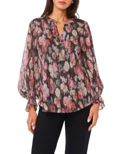 V-Neck Balloon Sleeve Blouse