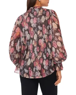 V-Neck Balloon Sleeve Blouse