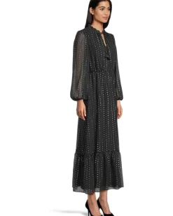 V-Neck Balloon Sleeve Maxi Dress