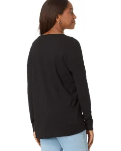 V-Neck Long Sleeve Princess Seam Rib Mix Tee