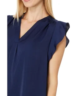 V-Neck Ruffle Sleeve Blouse