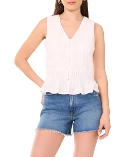 V-Neck Tank Peplum With Pleats