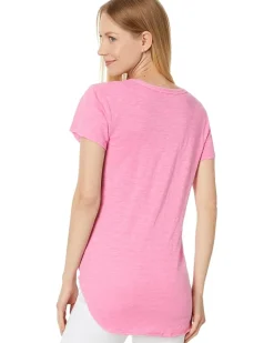 V-Neck Tee with Curved Hem