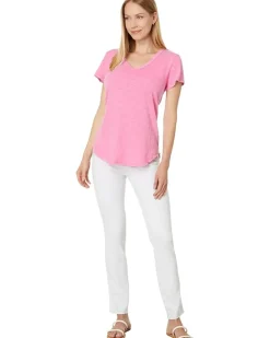 V-Neck Tee with Curved Hem