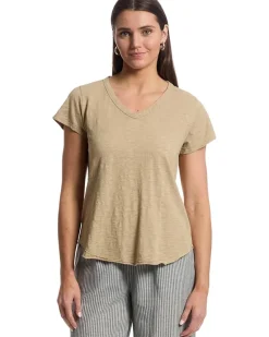 V-Neck Tee with Curved Hem