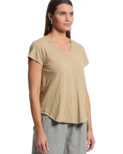 V-Neck Tee with Curved Hem