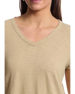 V-Neck Tee with Curved Hem