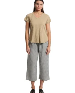 V-Neck Tee with Curved Hem