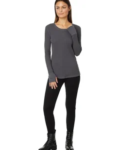 Washed Cotton Modal Thermal Long Sleeve Crew Neck Tee