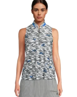 Wave Print Crunch Fabrication Sleeveless Top