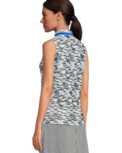 Wave Print Crunch Fabrication Sleeveless Top