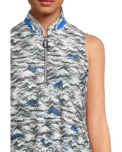 Wave Print Crunch Fabrication Sleeveless Top