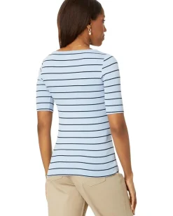 Wide Stripe Rib Knit Boatneck Tee