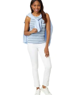 Wide Stripe Rib Knit High Neck Tank