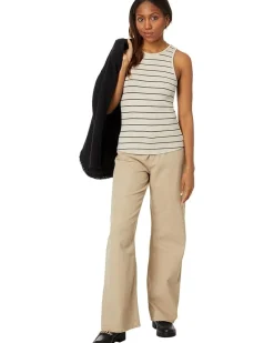 Wide Stripe Rib Knit High Neck Tank