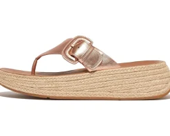 Women's FitFlop F-Mode Espadrille Adj. Leather Flatform Toe-Thongs