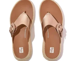 Women's FitFlop F-Mode Espadrille Adj. Leather Flatform Toe-Thongs