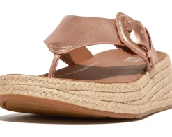 Women's FitFlop F-Mode Espadrille Adj. Leather Flatform Toe-Thongs