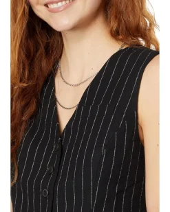 Wool Button-Front Vest in Pinstripe