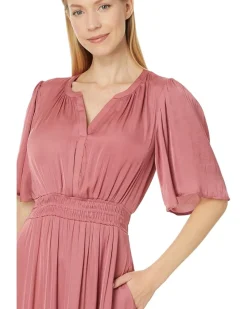 Woven Maxi Dress Textured Sateen