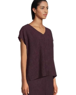 Woven Plisse V-Neck Square Top
