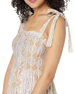 Woven Printed Dress with Tied Straps