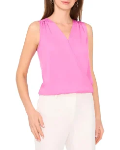 Wrap Front Sleeveless Blouse
