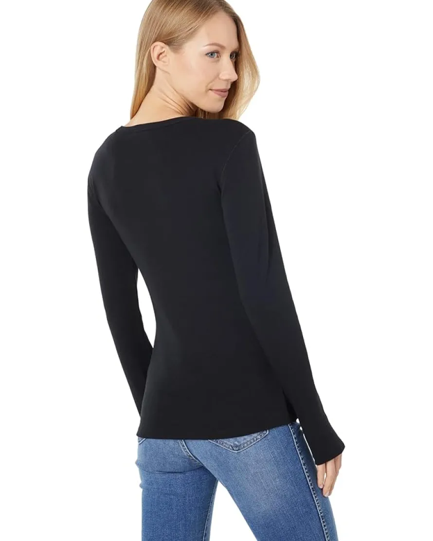 1x1 Rib Long Sleeve Crew Neck Tee